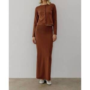NEW ALL : ROW dane knit maxi skirt in brown